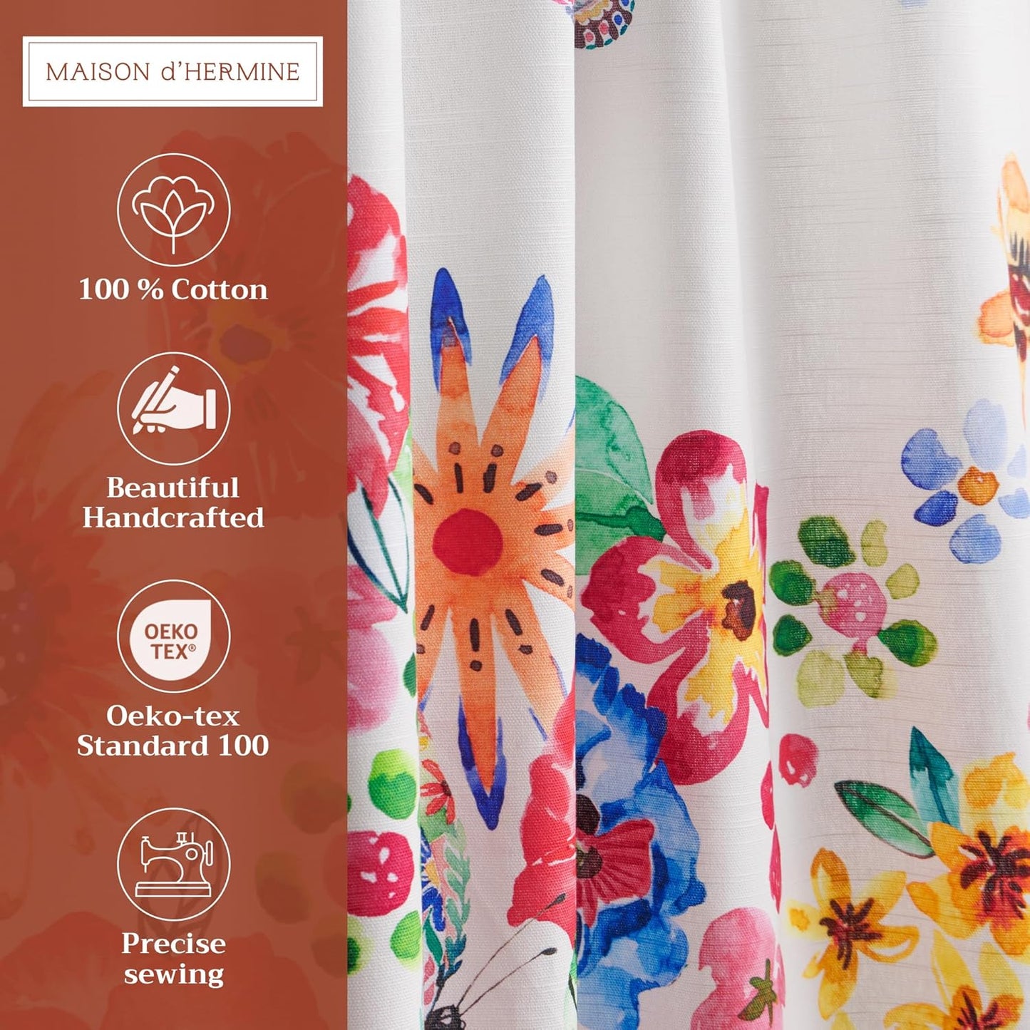 Maison d'Hermine Kitchen Curtains Sets for Windows 100% Cotton Set of Kitchen Curtains Valances for Cafe Home [2 Tiers (28"X36") and 1 Valance (56"X18")] - Easter Decorations (Happy Florals)