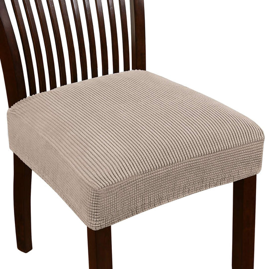 Turquoize Stretch Dining Chair Covers Seat Covers for Dining Room Chair Covers Set of 6，Removable Washable Kitchen Chair Seat Cushion Slipcovers Protector, Khaki