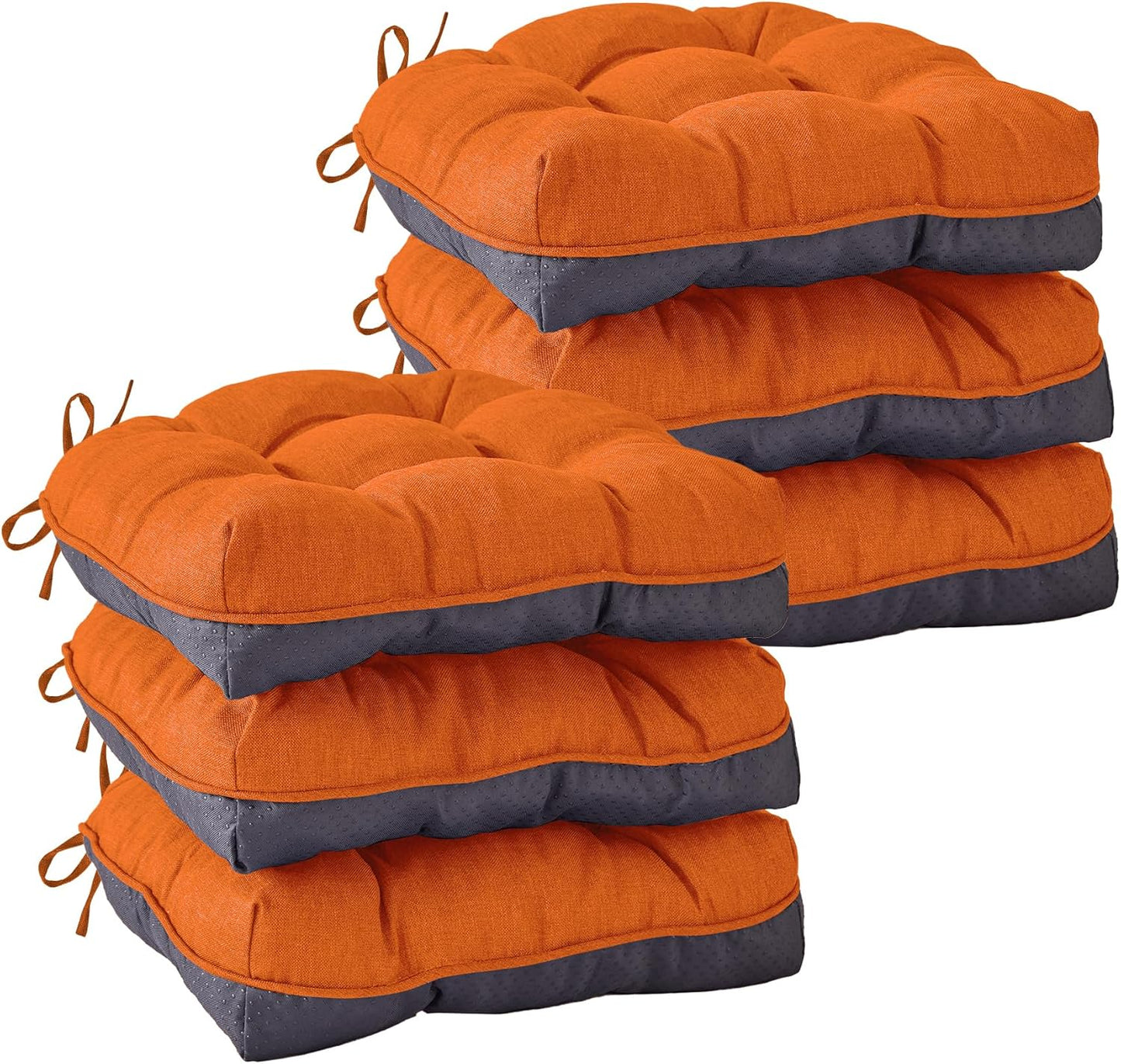 Chair Cushions for Dining Chairs, Seat Cushions for Kitchen Chairs, Indoor Seat Cushions with Ties, Tufted Foam Chair Pads, Non Slip Chair Cushions Set of 4, 15.5" x 15.5" x 4", Navy Blue