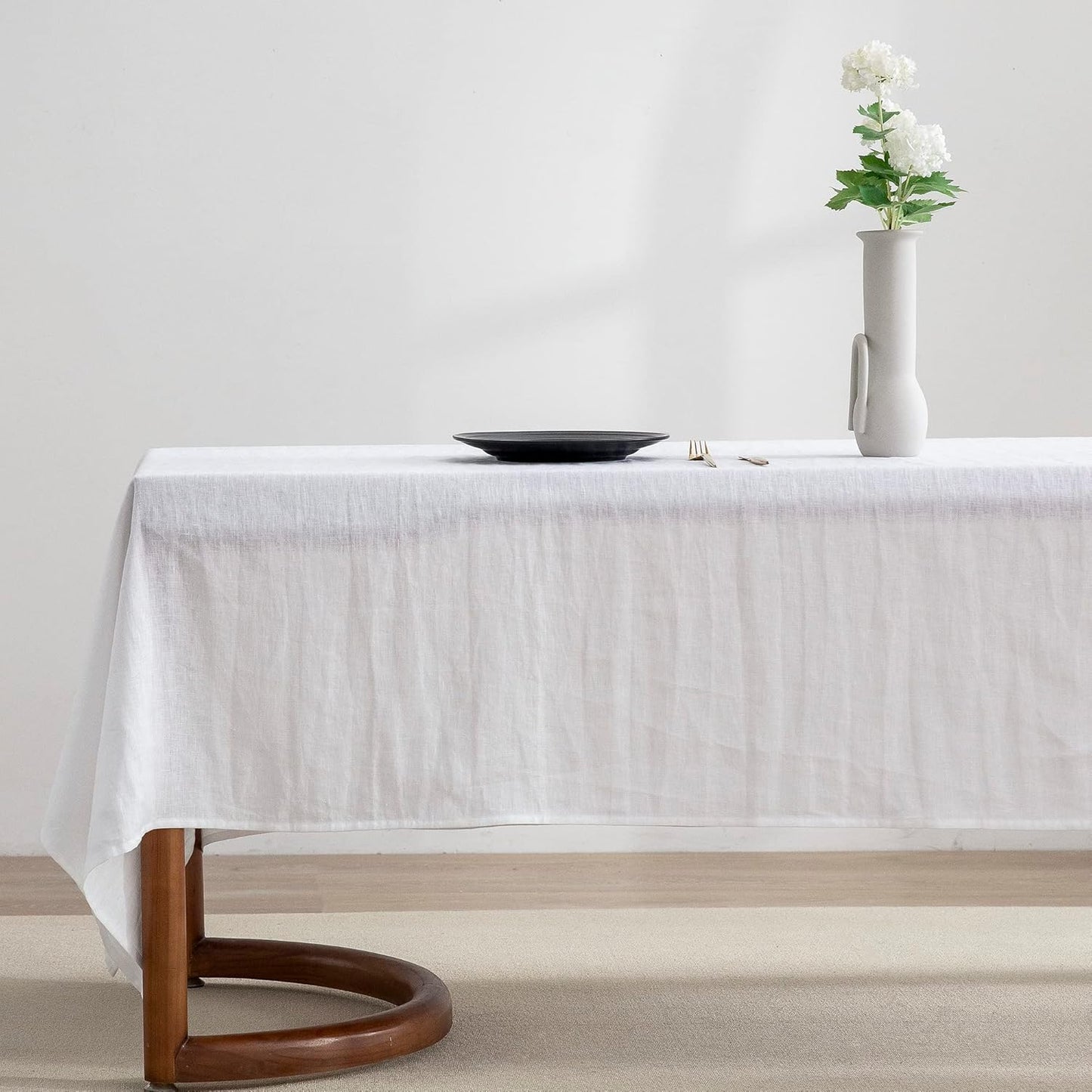 EVERLY 100% Pure Linen Rectangle Tablecloth 84Lx60W Inches for Dining,Weddings and Restaurants,Decorative Halloween,Thanksgiving,Christmas Table Cloth Machine Washable Tablecloths-Natural Linen