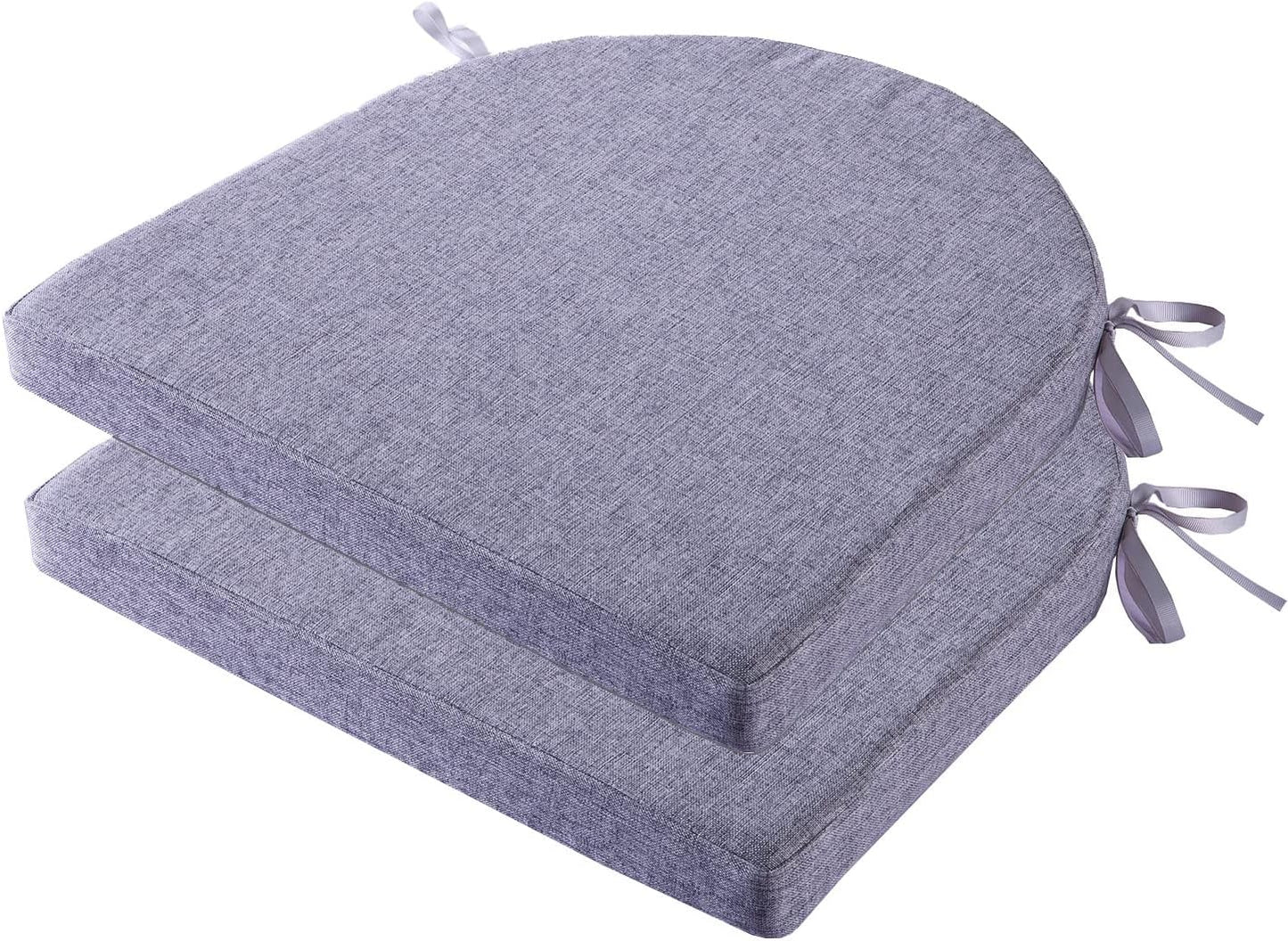 18x18 Inch Chair Pads for Dining Chairs Set of 2 with Ties Non Slip Washable Seat Cushion with Zipper Indoor Round Back Chair Cushions for Kitchen, Khaki