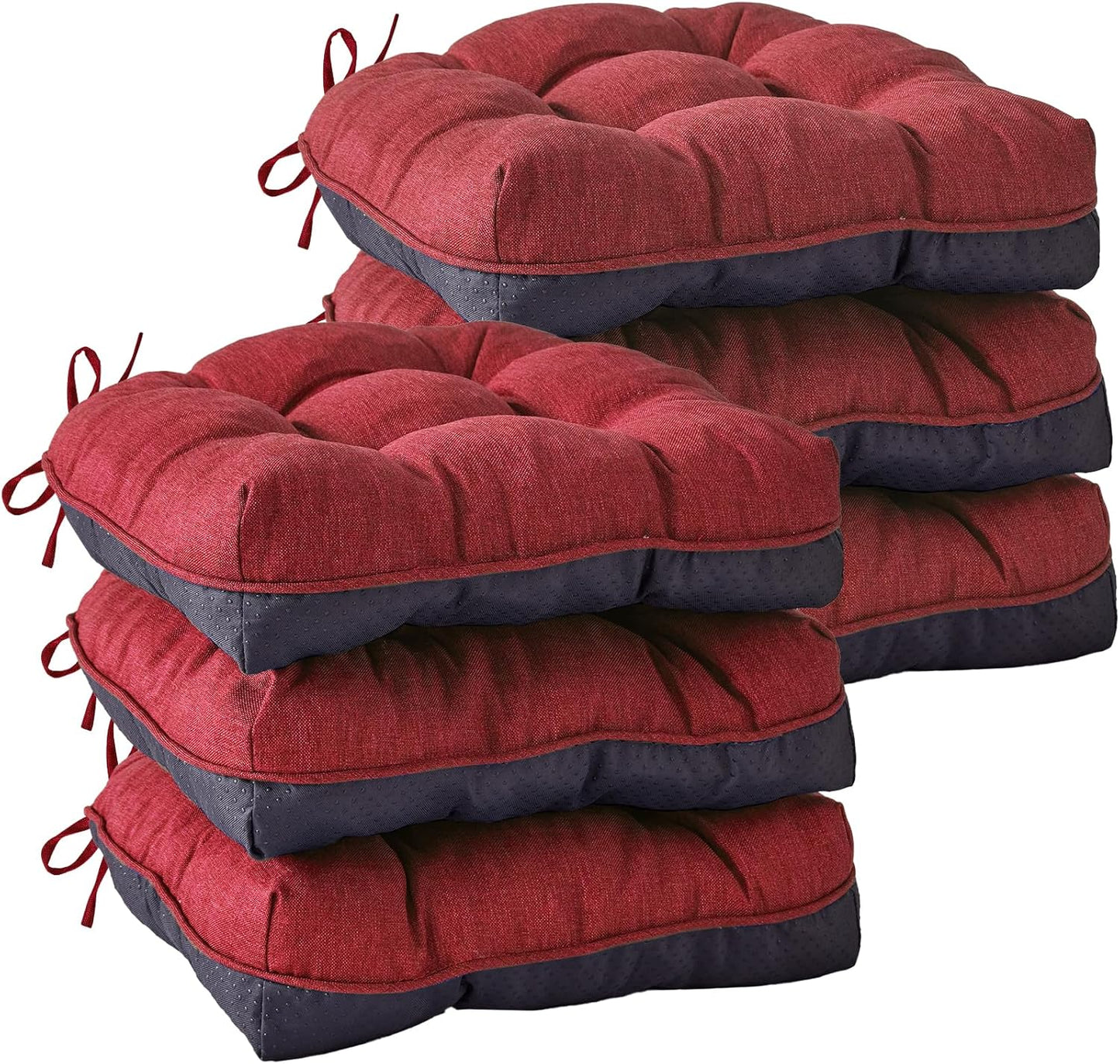 Chair Cushions for Dining Chairs, Seat Cushions for Kitchen Chairs, Indoor Seat Cushions with Ties, Tufted Foam Chair Pads, Non Slip Chair Cushions Set of 4, 15.5" x 15.5" x 4", Navy Blue