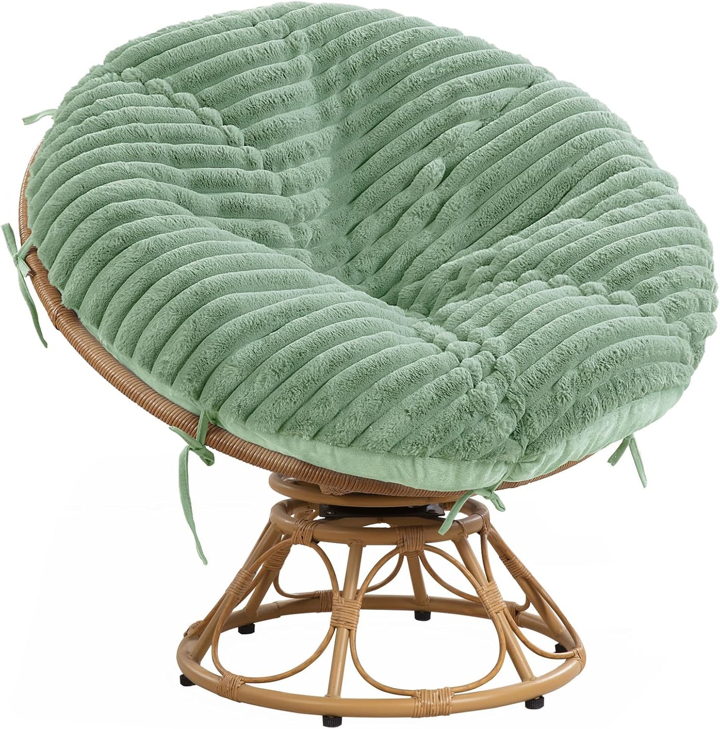 HOMBYS Fluffy Shaggy Cover for Papasan Chair Cushion, Plush Faux Fur Slipcover ONLY, (Without Cushion) Removable Soft Papasan Cushion Covers with 8 Ties, (Khaki, 55"x55")