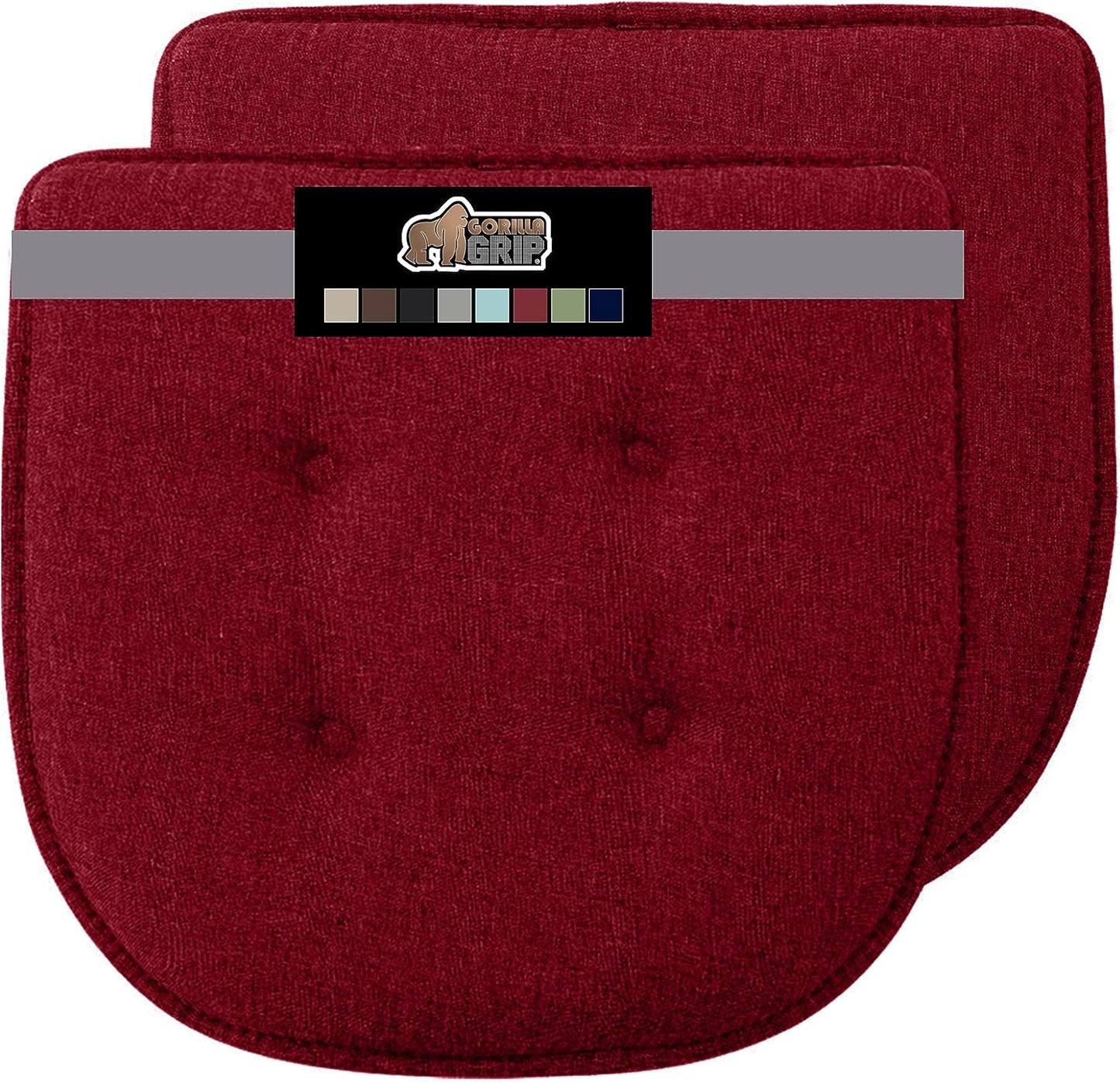GORILLA GRIP Slip Resistant Chair Cushions, No Ties Required, Memory Foam Pads for Dining Room, Kitchen Table, Office, Rocking Chairs, Plush Seat Cover Cushion Pad, Home Decor, Set of 4, 16x16, Gray