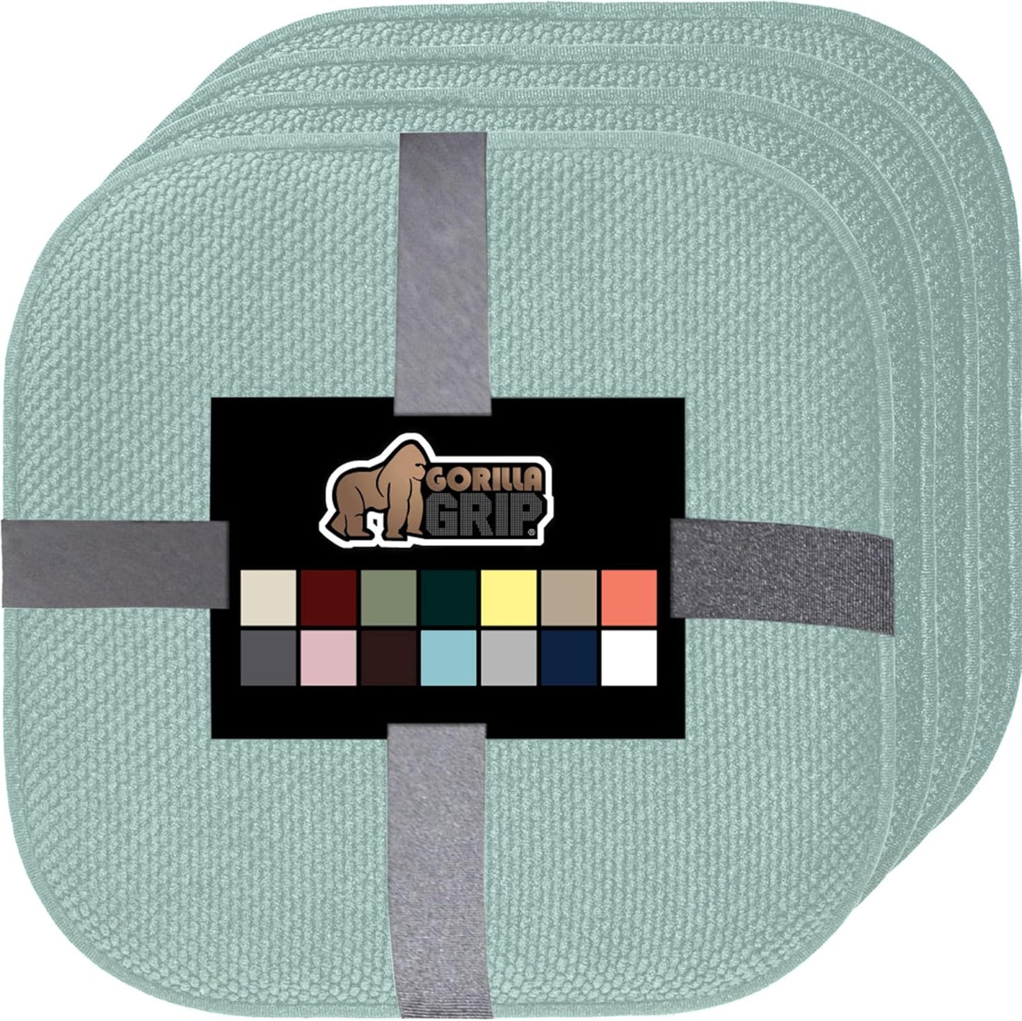 GORILLA GRIP Slip Resistant Chair Cushions, No Ties Required, Memory Foam Pads for Dining Room, Kitchen Table, Office, Rocking Chairs, Plush Seat Cover Cushion Pad, Home Decor, Set of 4, 16x16, Gray
