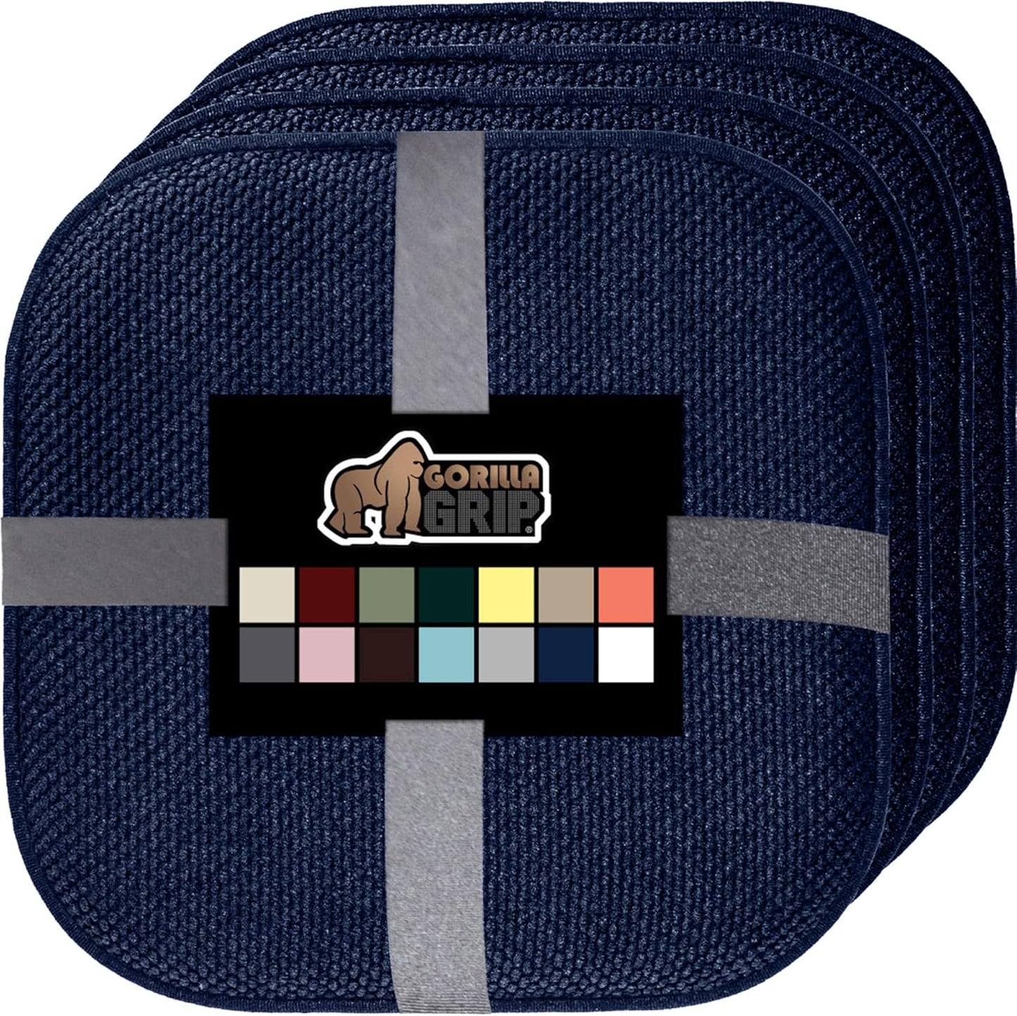 GORILLA GRIP Slip Resistant Chair Cushions, No Ties Required, Memory Foam Pads for Dining Room, Kitchen Table, Office, Rocking Chairs, Plush Seat Cover Cushion Pad, Home Decor, Set of 4, 16x16, Gray