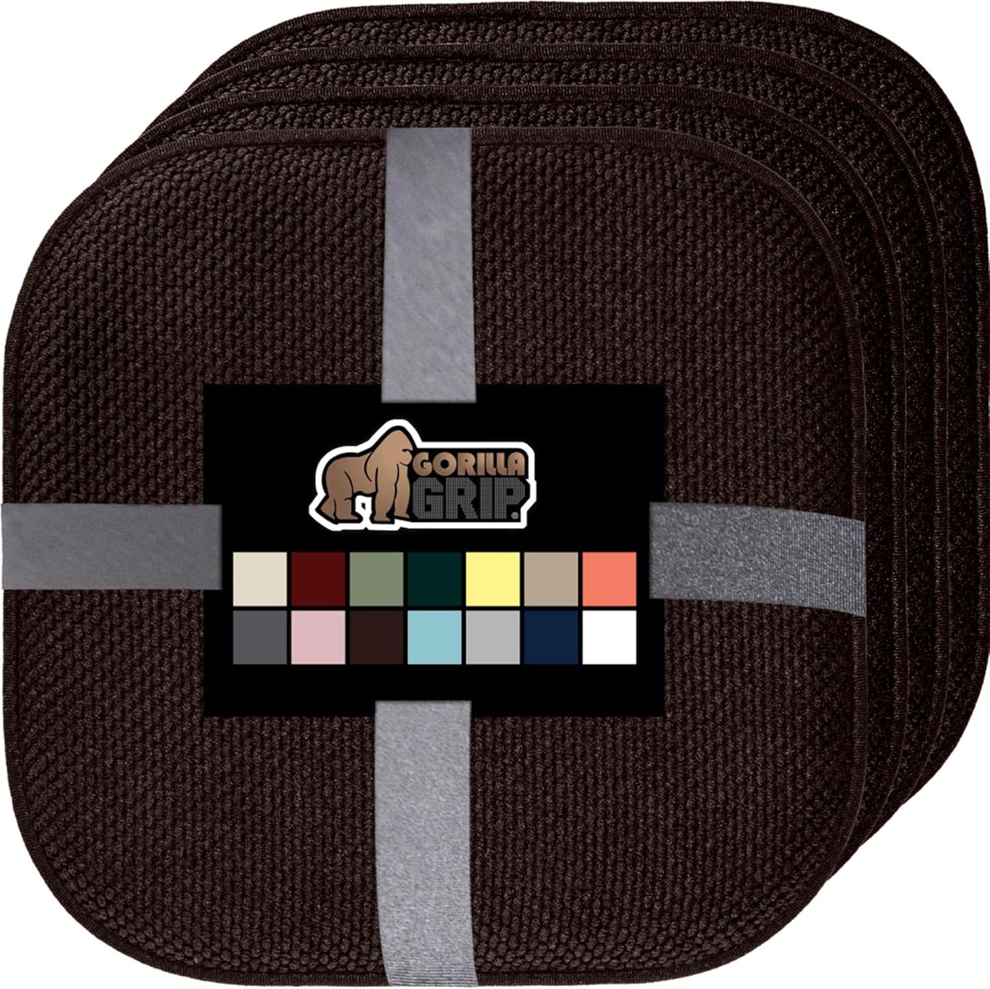 GORILLA GRIP Slip Resistant Chair Cushions, No Ties Required, Memory Foam Pads for Dining Room, Kitchen Table, Office, Rocking Chairs, Plush Seat Cover Cushion Pad, Home Decor, Set of 4, 16x16, Gray