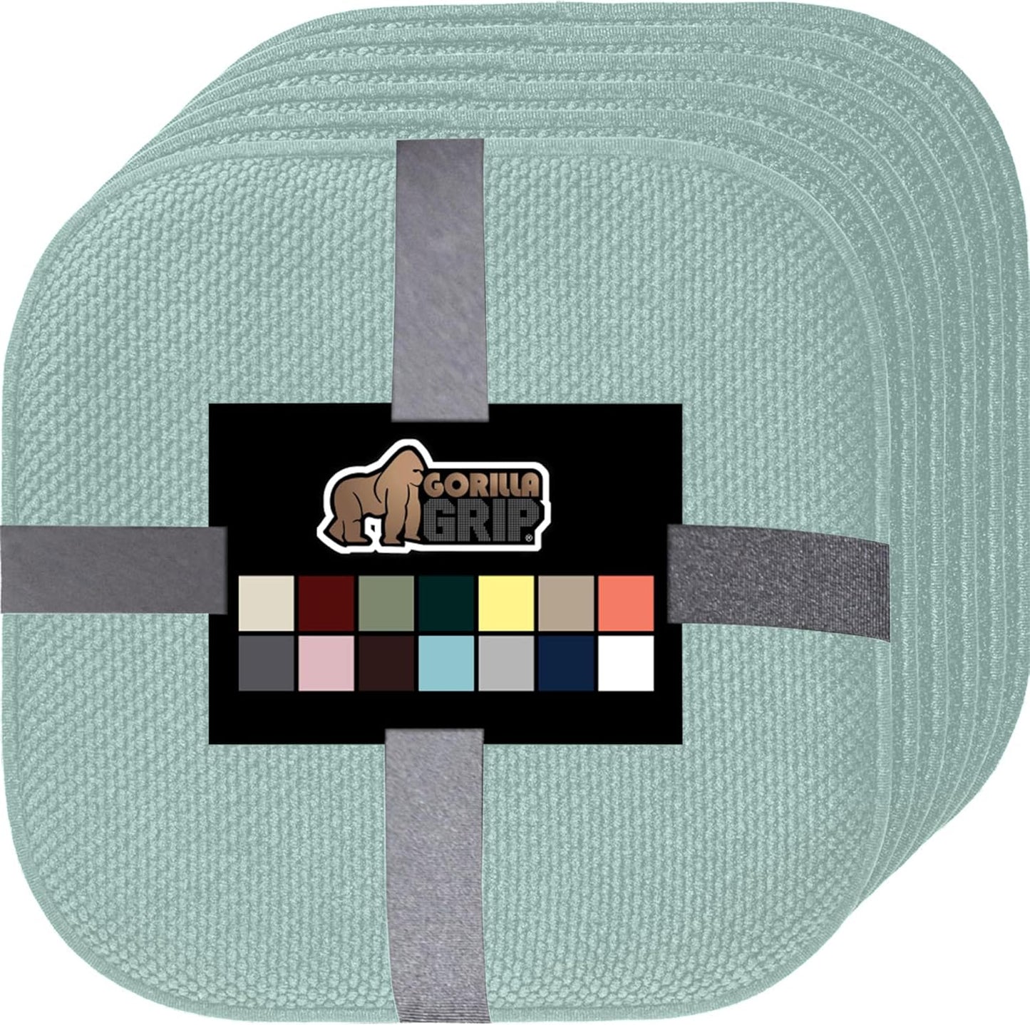 GORILLA GRIP Slip Resistant Chair Cushions, No Ties Required, Memory Foam Pads for Dining Room, Kitchen Table, Office, Rocking Chairs, Plush Seat Cover Cushion Pad, Home Decor, Set of 4, 16x16, Gray