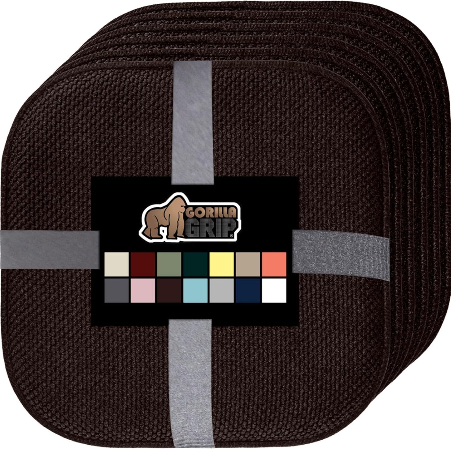 GORILLA GRIP Slip Resistant Chair Cushions, No Ties Required, Memory Foam Pads for Dining Room, Kitchen Table, Office, Rocking Chairs, Plush Seat Cover Cushion Pad, Home Decor, Set of 4, 16x16, Gray