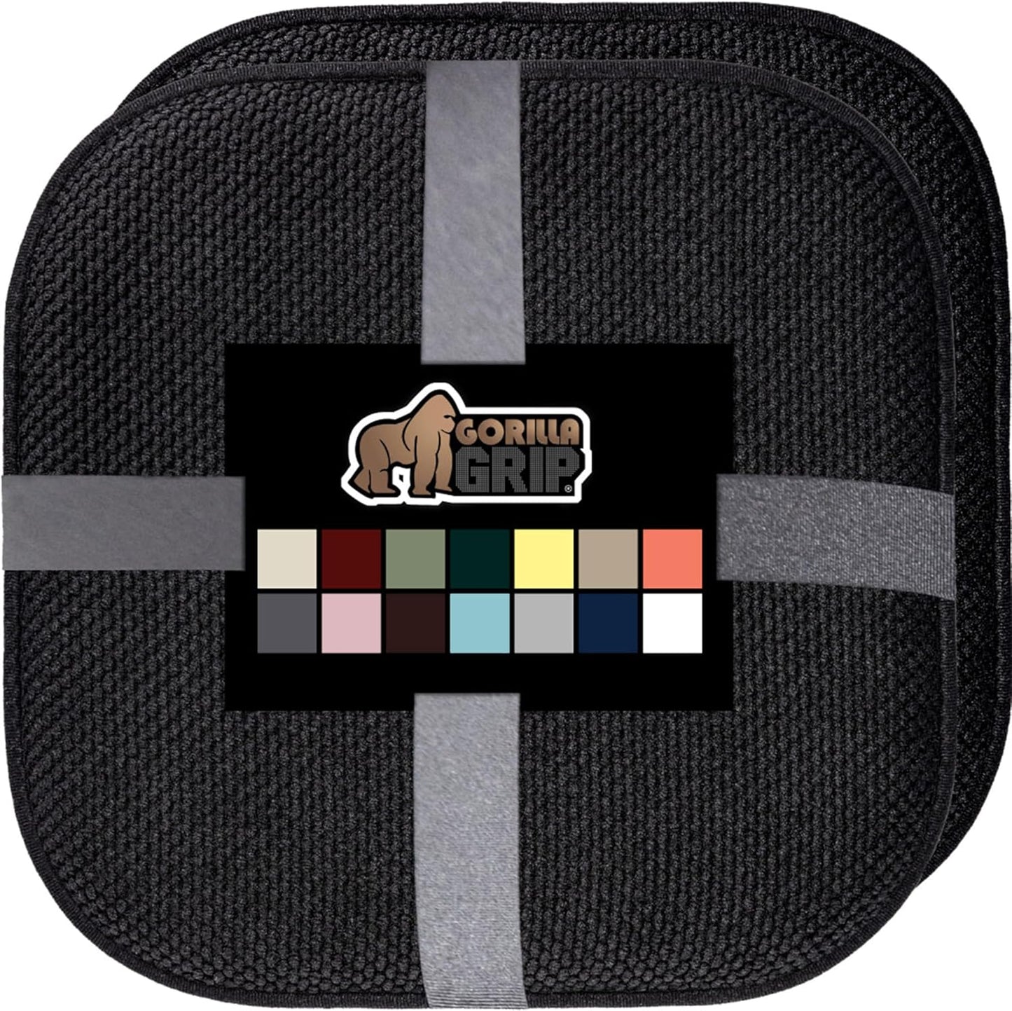 GORILLA GRIP Slip Resistant Chair Cushions, No Ties Required, Memory Foam Pads for Dining Room, Kitchen Table, Office, Rocking Chairs, Plush Seat Cover Cushion Pad, Home Decor, Set of 4, 16x16, Gray