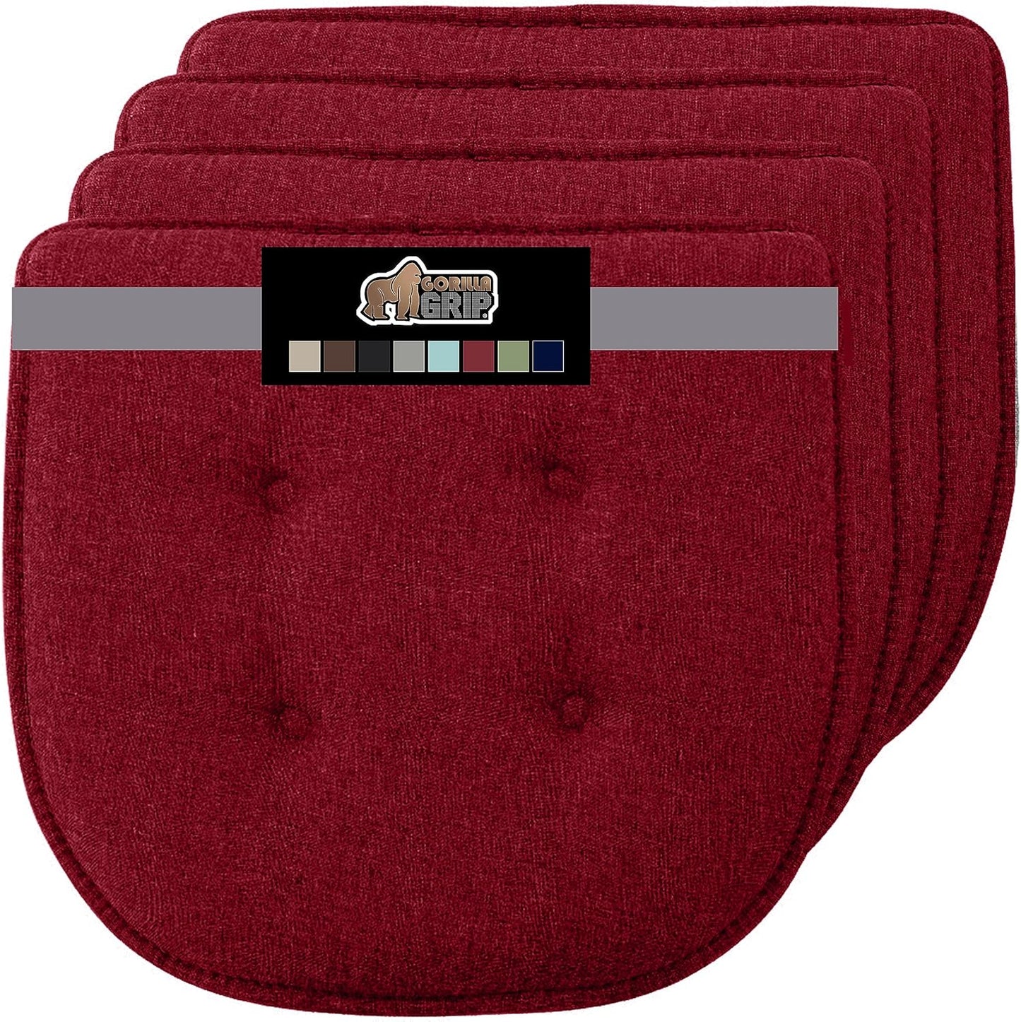 GORILLA GRIP Slip Resistant Chair Cushions, No Ties Required, Memory Foam Pads for Dining Room, Kitchen Table, Office, Rocking Chairs, Plush Seat Cover Cushion Pad, Home Decor, Set of 4, 16x16, Gray
