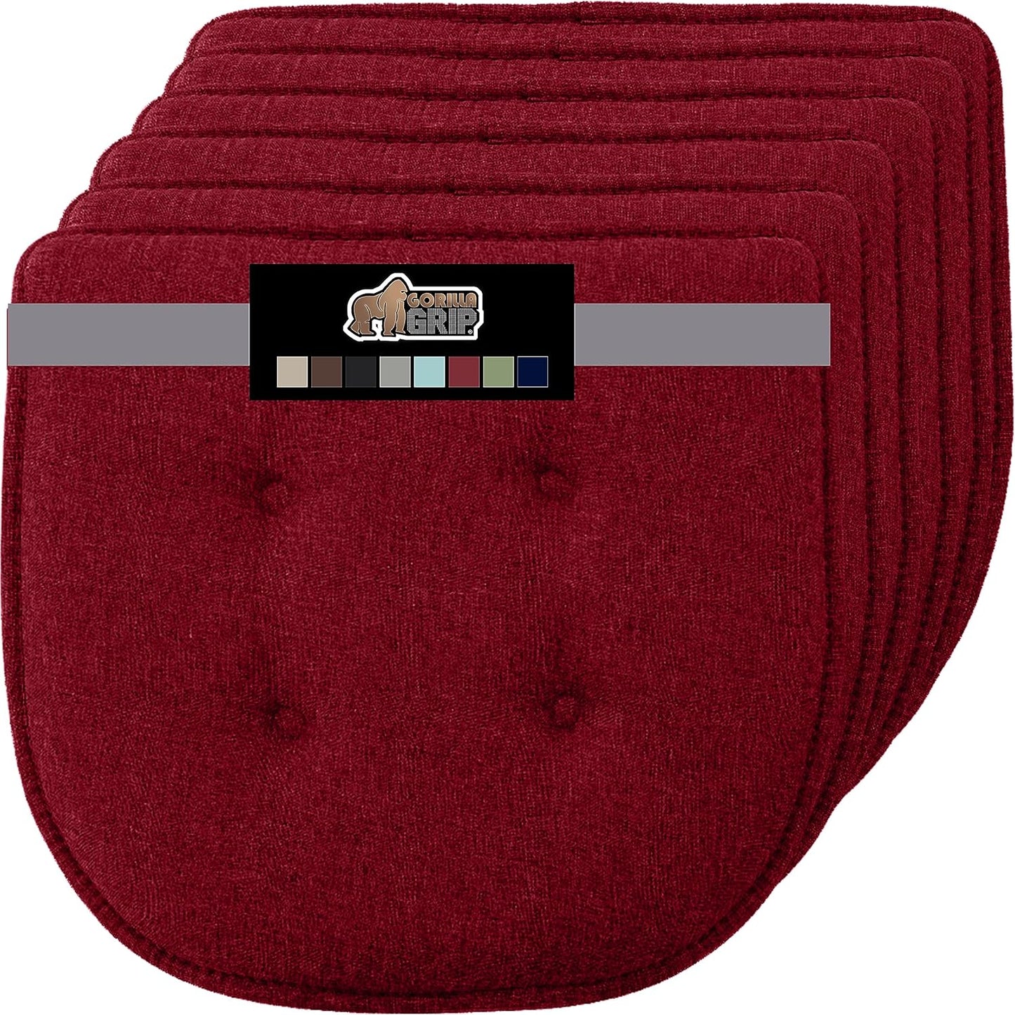 GORILLA GRIP Slip Resistant Chair Cushions, No Ties Required, Memory Foam Pads for Dining Room, Kitchen Table, Office, Rocking Chairs, Plush Seat Cover Cushion Pad, Home Decor, Set of 4, 16x16, Gray