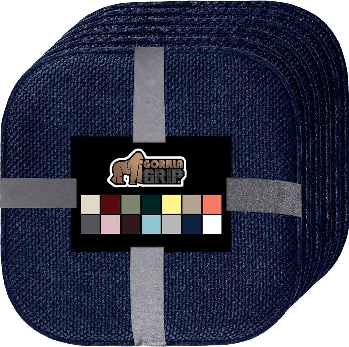 GORILLA GRIP Slip Resistant Chair Cushions, No Ties Required, Memory Foam Pads for Dining Room, Kitchen Table, Office, Rocking Chairs, Plush Seat Cover Cushion Pad, Home Decor, Set of 4, 16x16, Gray