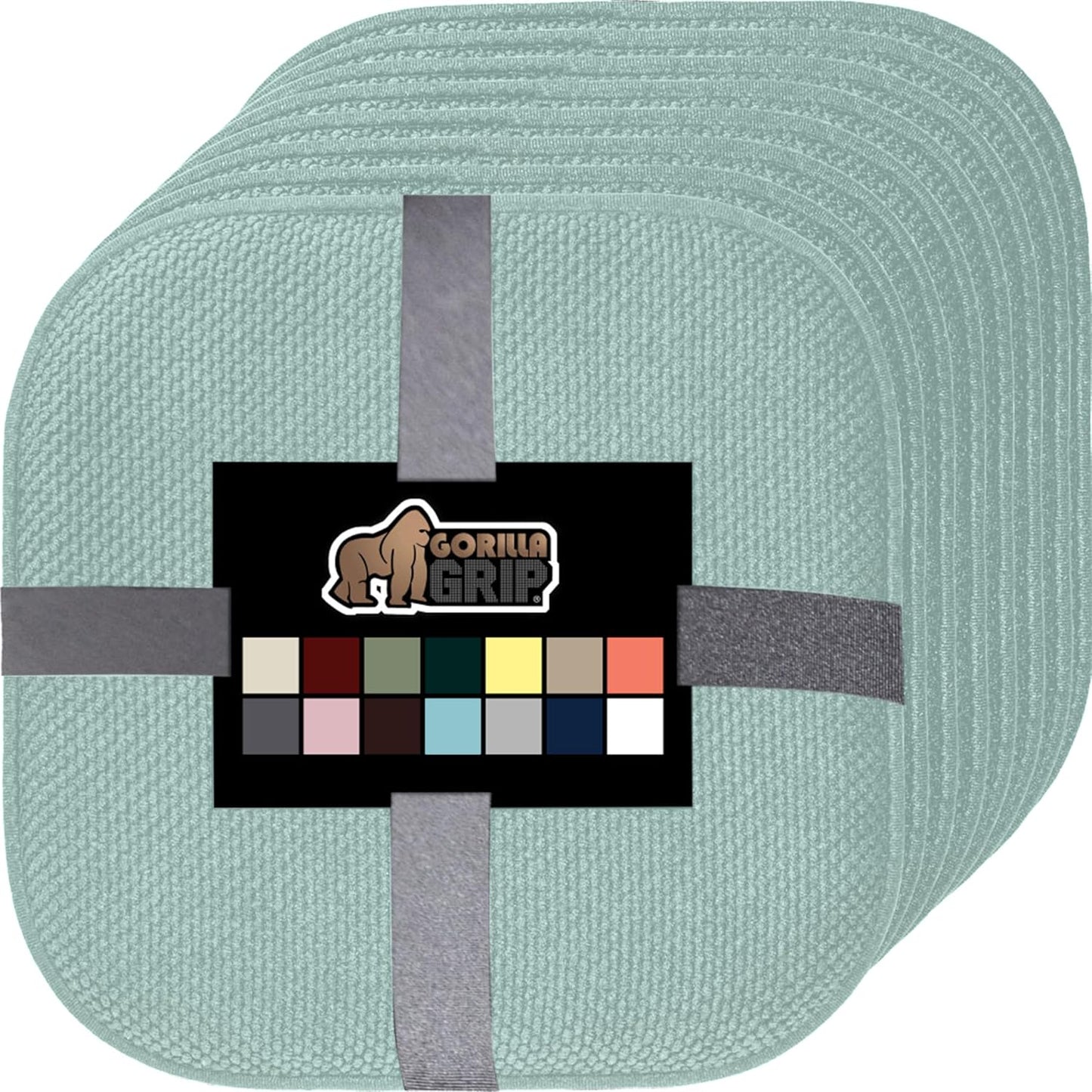 GORILLA GRIP Slip Resistant Chair Cushions, No Ties Required, Memory Foam Pads for Dining Room, Kitchen Table, Office, Rocking Chairs, Plush Seat Cover Cushion Pad, Home Decor, Set of 4, 16x16, Gray