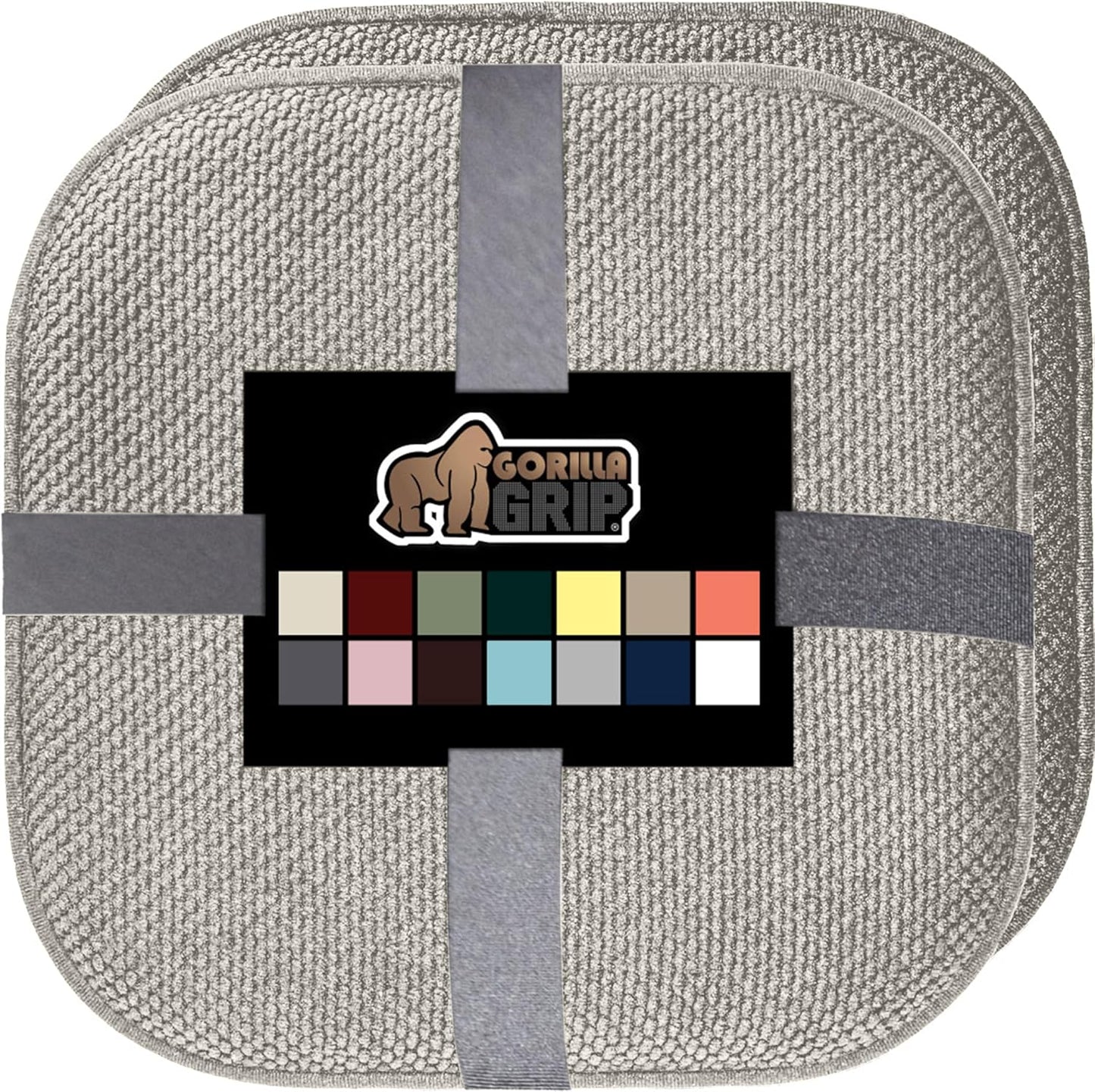 GORILLA GRIP Slip Resistant Chair Cushions, No Ties Required, Memory Foam Pads for Dining Room, Kitchen Table, Office, Rocking Chairs, Plush Seat Cover Cushion Pad, Home Decor, Set of 4, 16x16, Gray