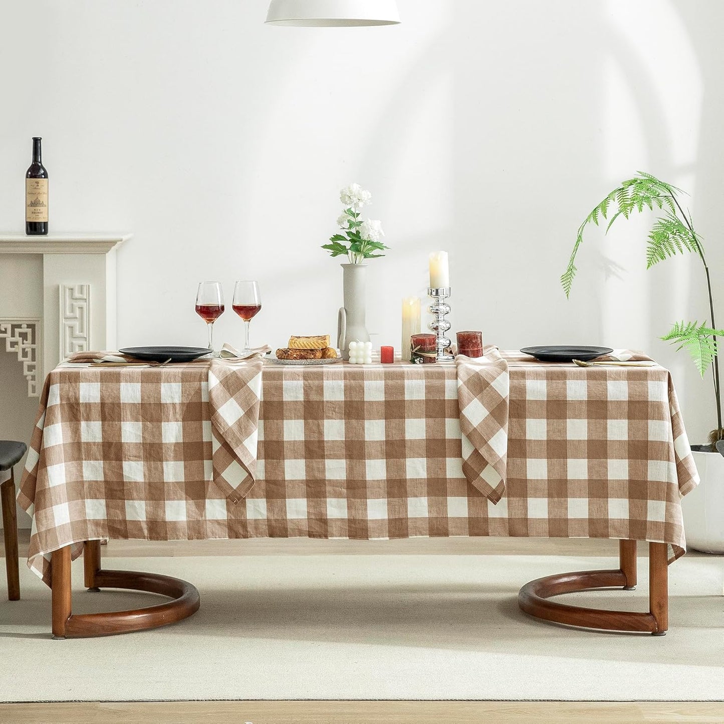 EVERLY 100% Pure Linen Rectangle Tablecloth 84Lx60W Inches for Dining,Weddings and Restaurants,Decorative Halloween,Thanksgiving,Christmas Table Cloth Machine Washable Tablecloths-Natural Linen