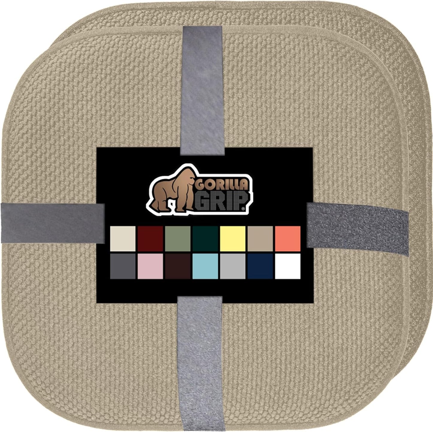 GORILLA GRIP Slip Resistant Chair Cushions, No Ties Required, Memory Foam Pads for Dining Room, Kitchen Table, Office, Rocking Chairs, Plush Seat Cover Cushion Pad, Home Decor, Set of 4, 16x16, Gray