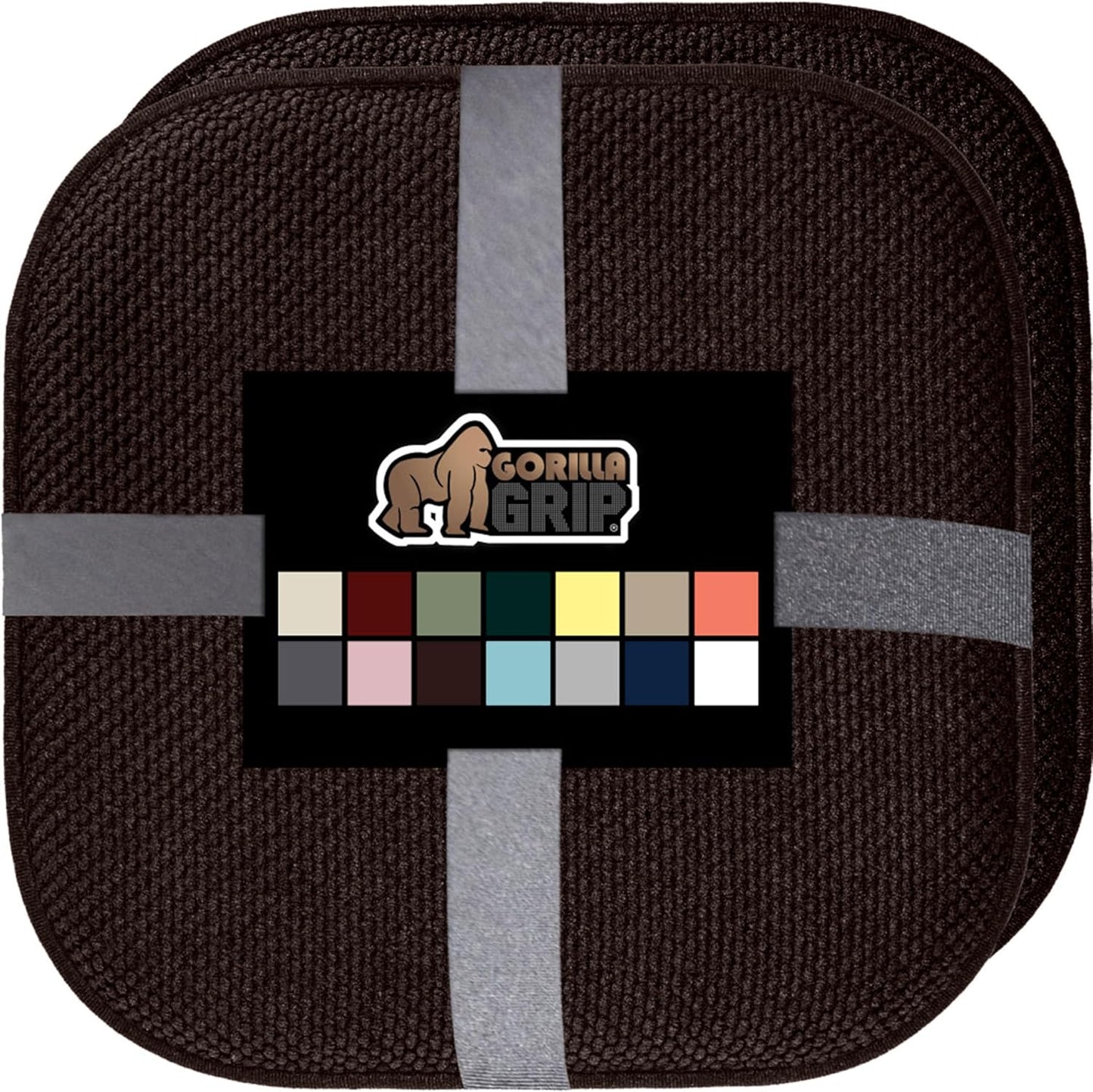 GORILLA GRIP Slip Resistant Chair Cushions, No Ties Required, Memory Foam Pads for Dining Room, Kitchen Table, Office, Rocking Chairs, Plush Seat Cover Cushion Pad, Home Decor, Set of 4, 16x16, Gray