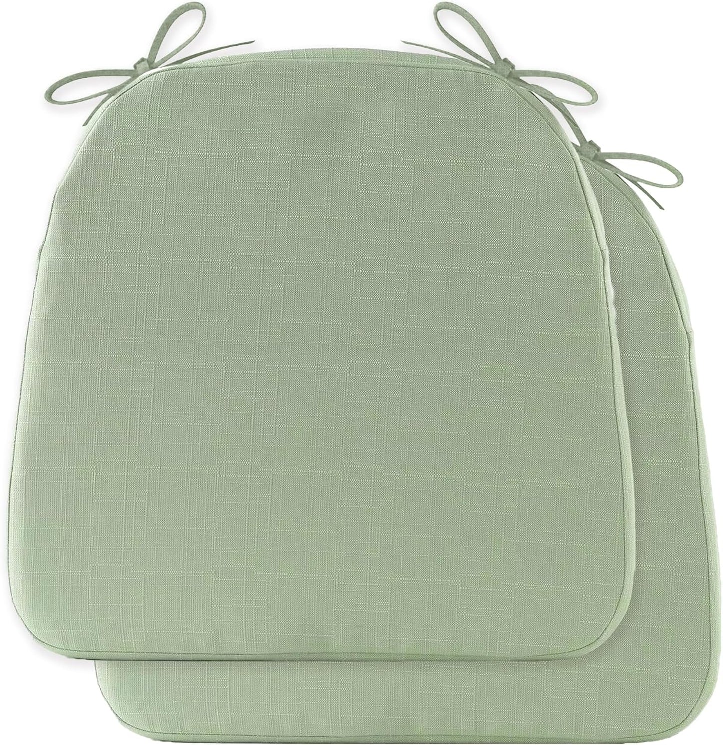Battilo Chair Cushions for Dining Chairs with Ties, Indoor/Outdoor Kitchen Chair Pad with Non-Slip Backing, Dining Seat Cushion with Machine Washable Removable Cover, 16"x16"x2", Set of 2, Sage Green