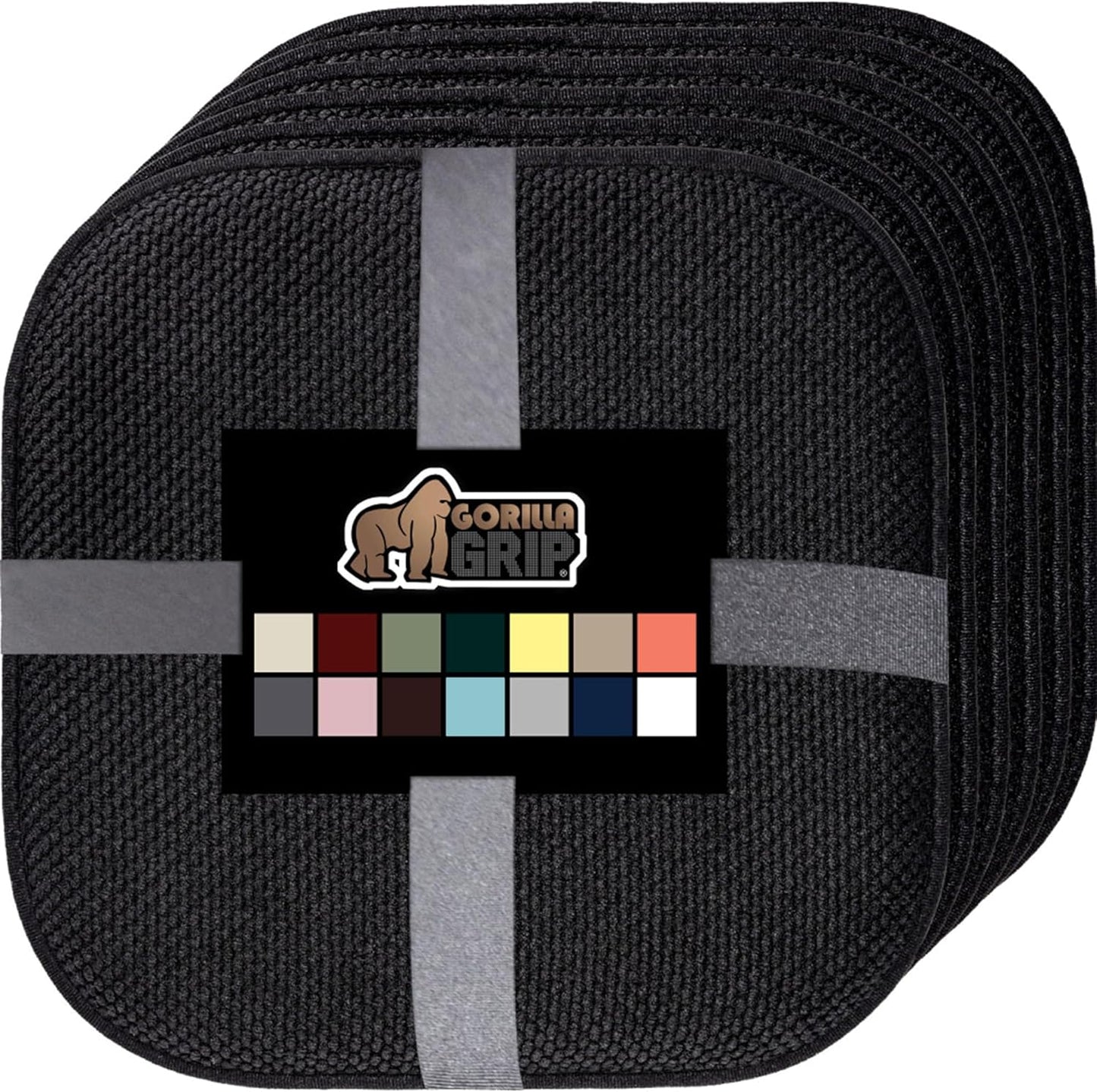 GORILLA GRIP Slip Resistant Chair Cushions, No Ties Required, Memory Foam Pads for Dining Room, Kitchen Table, Office, Rocking Chairs, Plush Seat Cover Cushion Pad, Home Decor, Set of 4, 16x16, Gray
